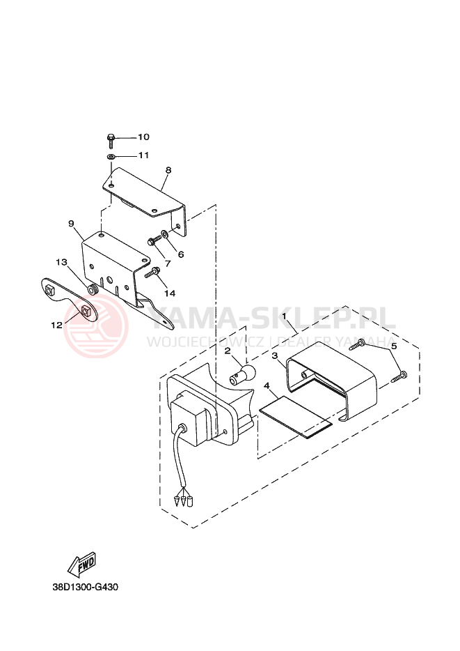 Schemat "lampa tył" do Yamaha GRIZZLY 350