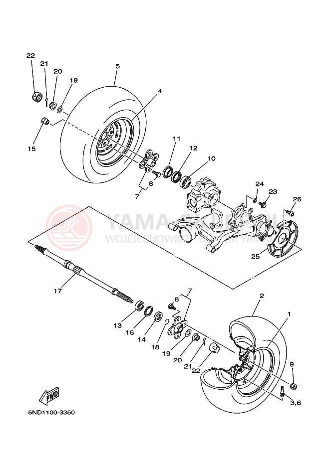 Schemat "Koło tył" do Yamaha KODIAK 4WD