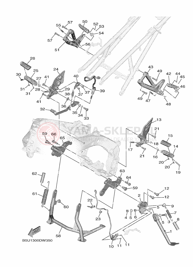 Schemat "Stopka postojowa i podnóżki" do Yamaha TRACER 9