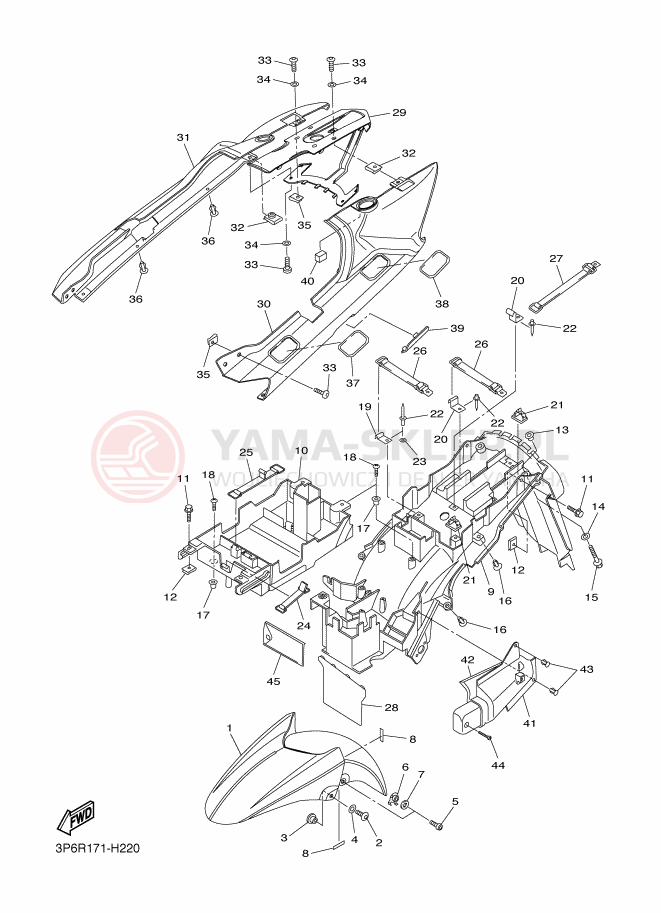 Schemat "błotnik" do Yamaha FJR1300A