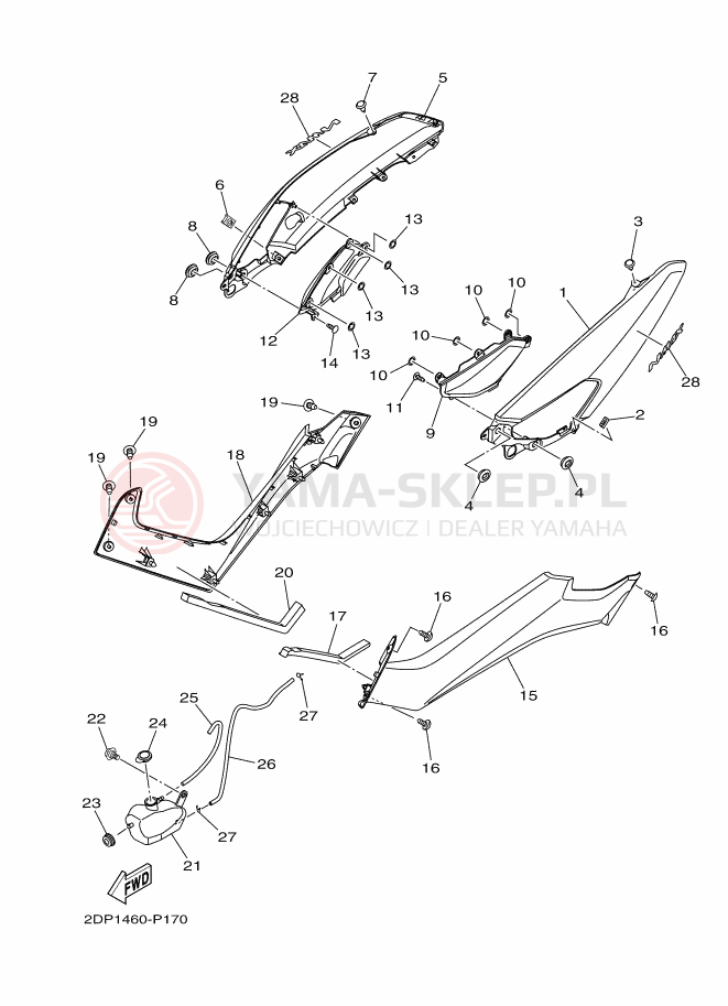 Schemat "Pokrywa boczna" do Yamaha NMAX