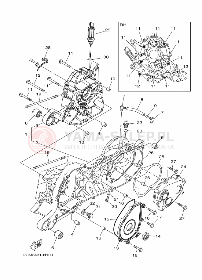 Schemat "Pokrywa silnika" do Yamaha TRICITY 125