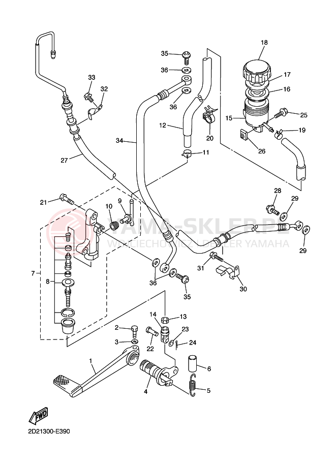 Schemat "Pompa hamulcowa tył" do Yamaha FJR1300AS