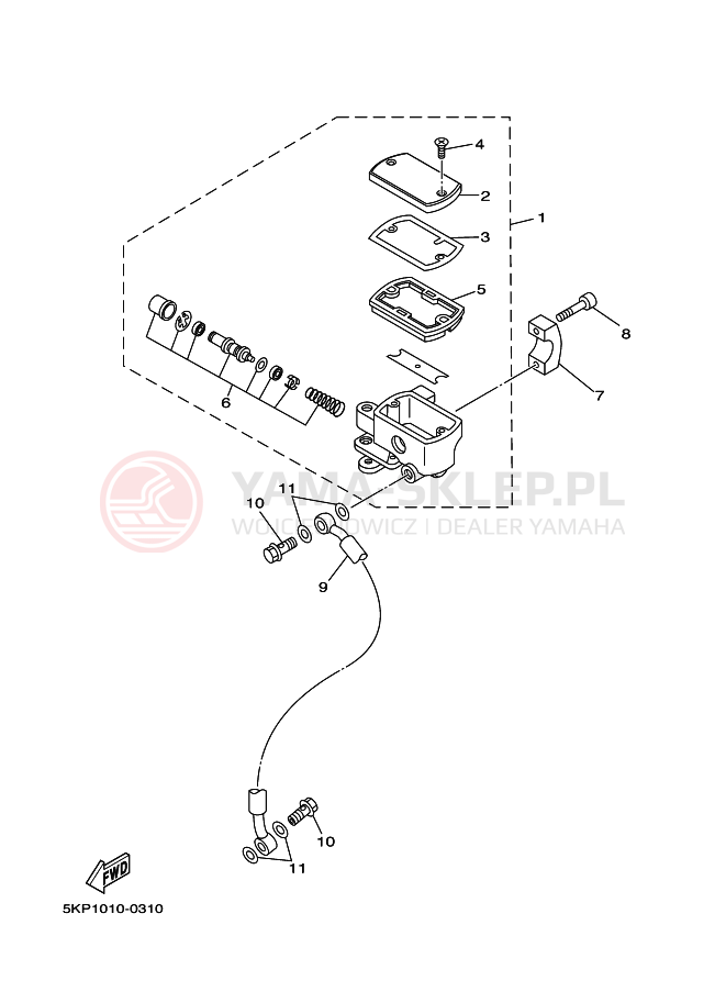 Schemat "Pompa hamulcowa przednia" do Yamaha XVS650 DRAGSTAR