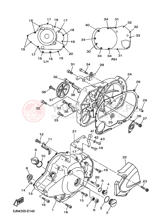 Schemat "Pokrywa silnika" do Yamaha BT1100