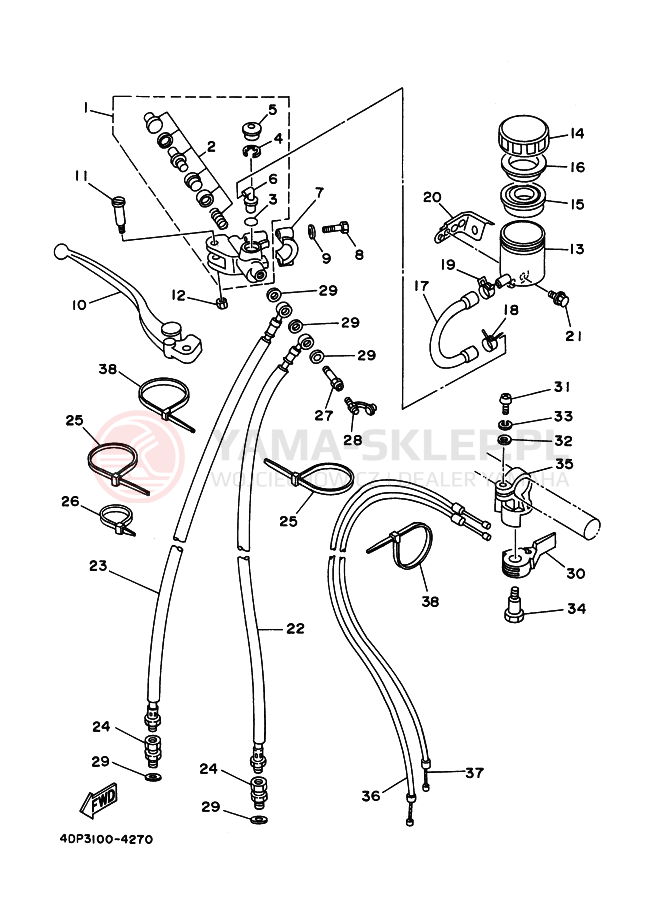 Schemat "Pompa hamulcowa przednia" do Yamaha TZ250