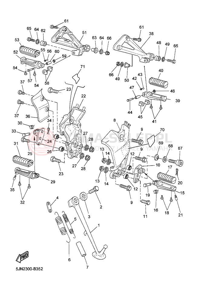 Schemat "Stopka postojowa i podnóżki" do Yamaha BT1100