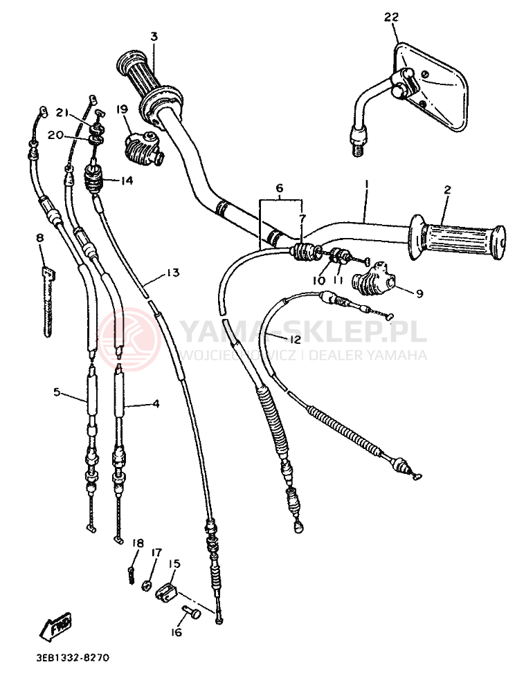 Schemat "Kierownica i osprzęt" do Yamaha SR500