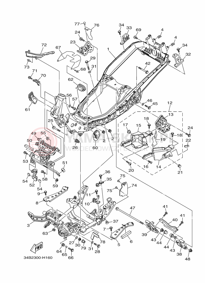 Schemat "rama" do Yamaha MAJESTY400