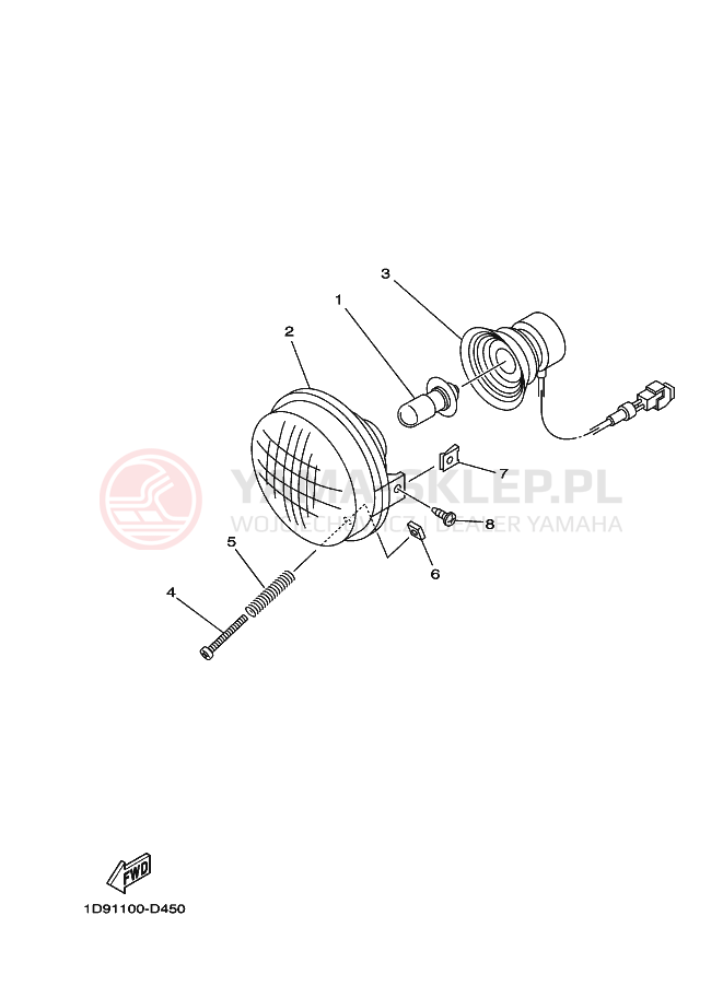 Schemat "Lampa przód" do Yamaha KODIAK 4WD