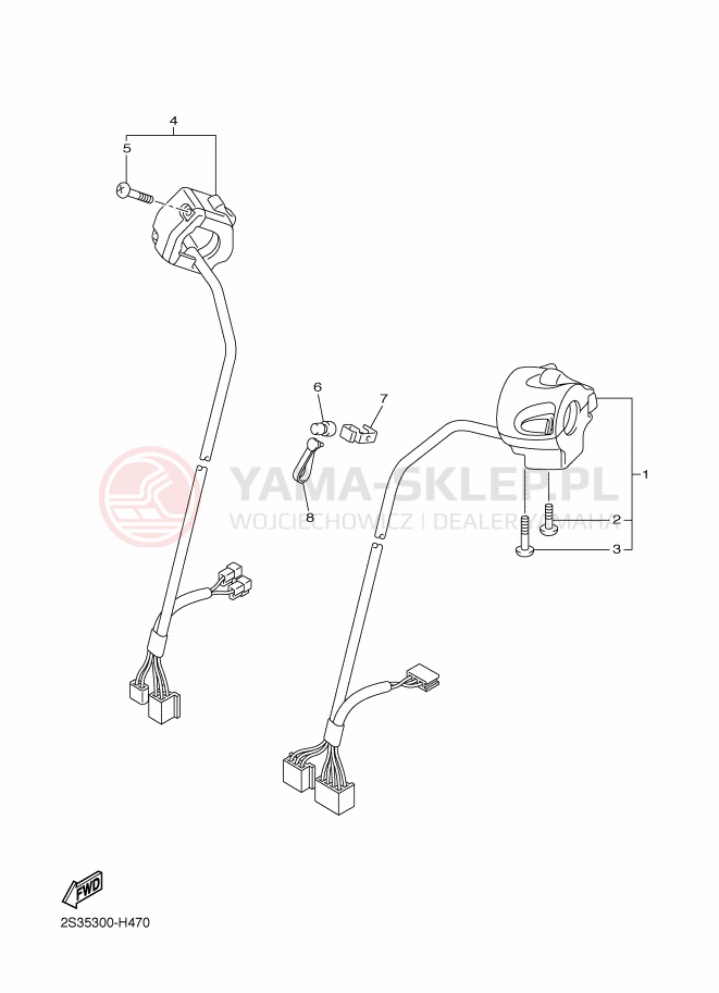 Schemat "Kierownica i osprzęt" do Yamaha VMAX17