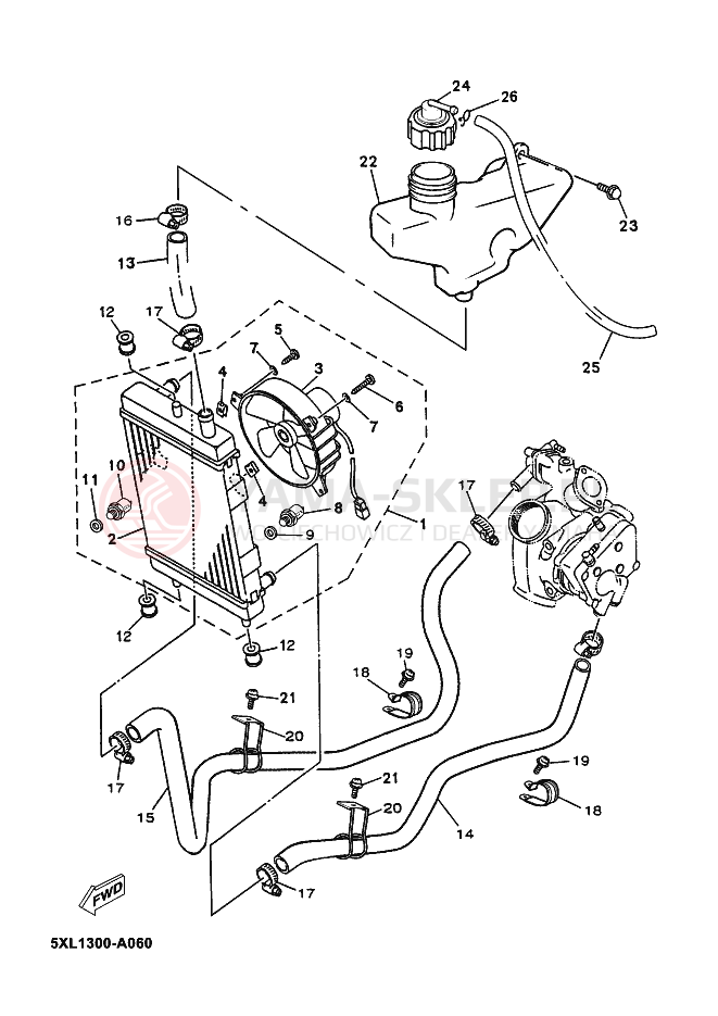 Schemat "Układ chlodzenia" do Yamaha MAJESTY 125