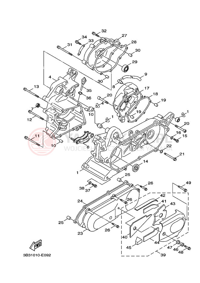 Schemat "Obudowa silnika" do Yamaha GIGGLE