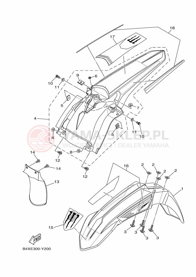 Schemat "błotnik" do Yamaha YZ125