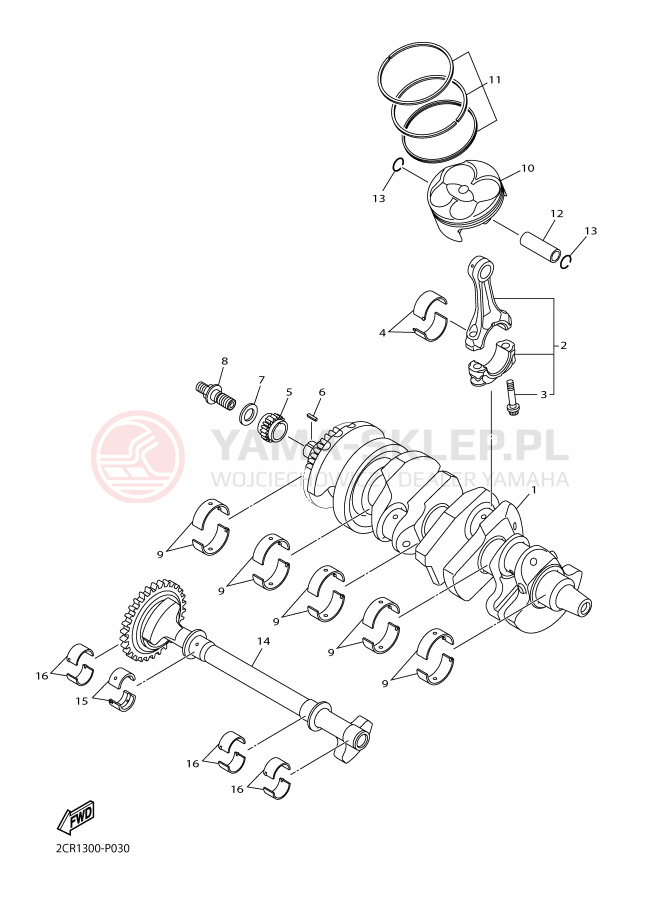 Schemat "Wał korbowy, tłok" do Yamaha YZF-R1M