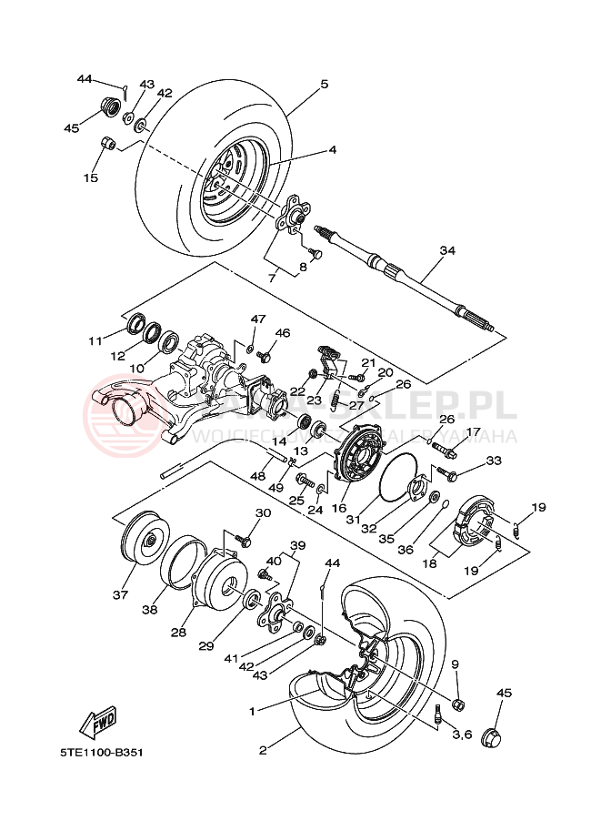 Schemat "Koło tył" do Yamaha KODIAK 4WD