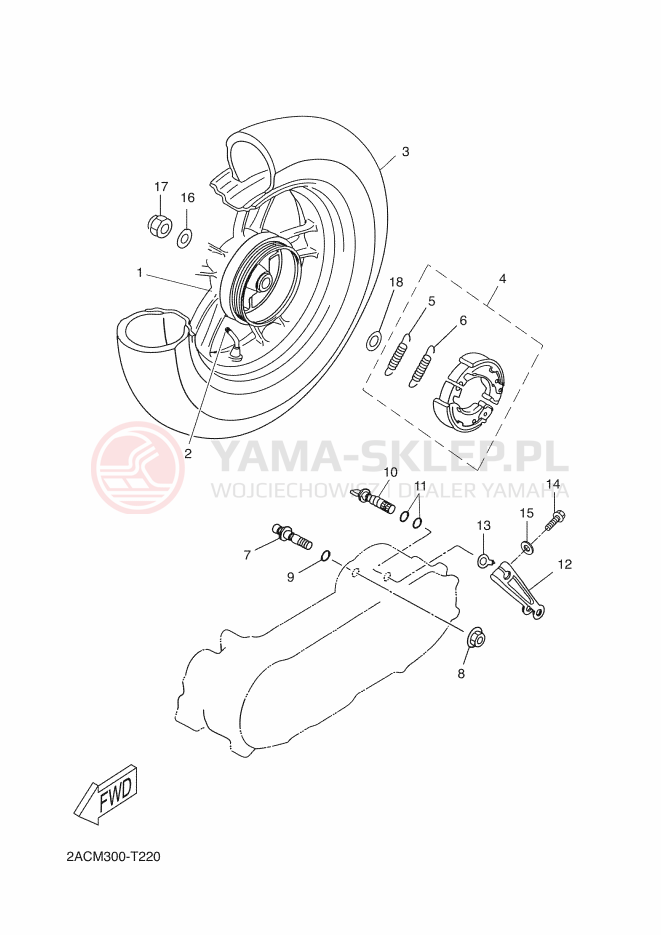 Schemat "Koło tył" do Yamaha NEOS 4
