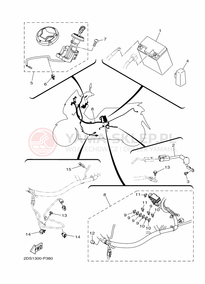 Schemat "układ elektryczny" do Yamaha GPD125-A