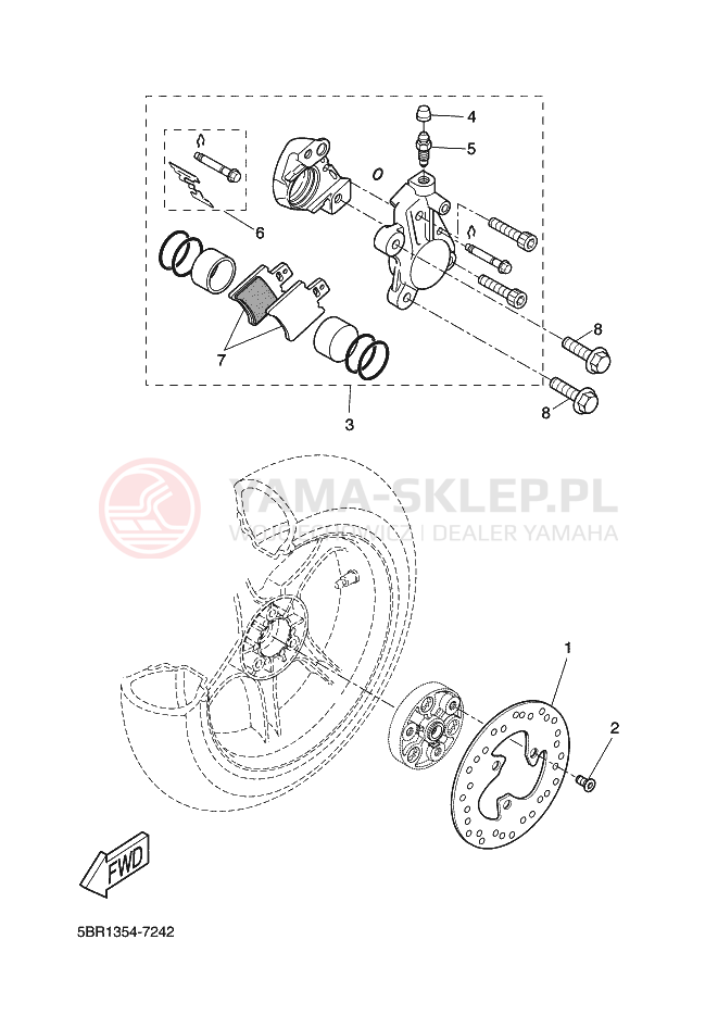 Schemat "Zacisk hamulcowy tylny" do Yamaha YQ50L