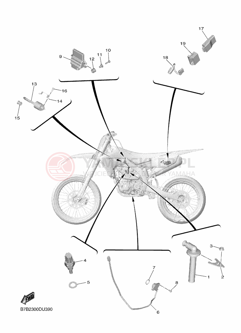 Schemat "układ elektryczny" do Yamaha YZ250F