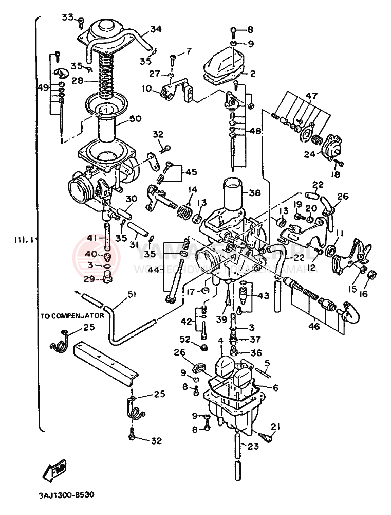 Schemat "Gaźnik" do Yamaha XT600Z TENERE