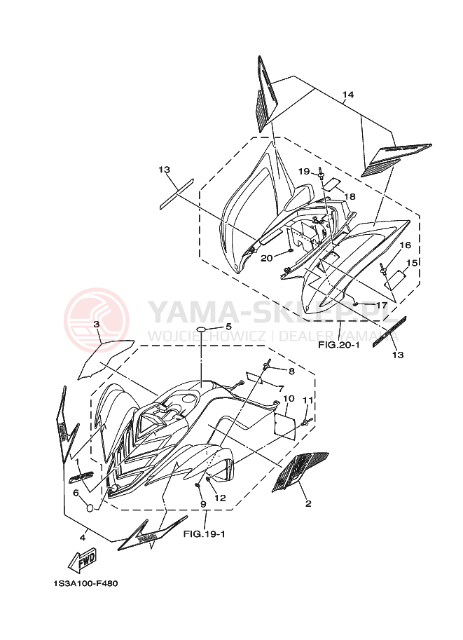 Schemat "naklejki" do Yamaha YFM700R