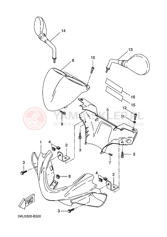 Schemat "elementy nadwozia" do Yamaha YQ50L