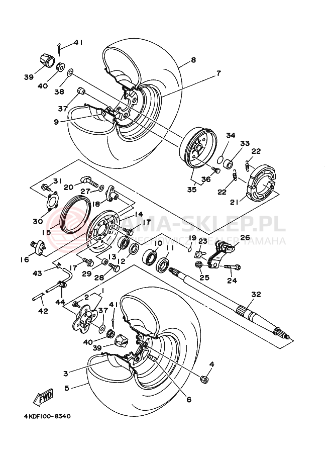 Schemat "Koło tył" do Yamaha YFB250FW