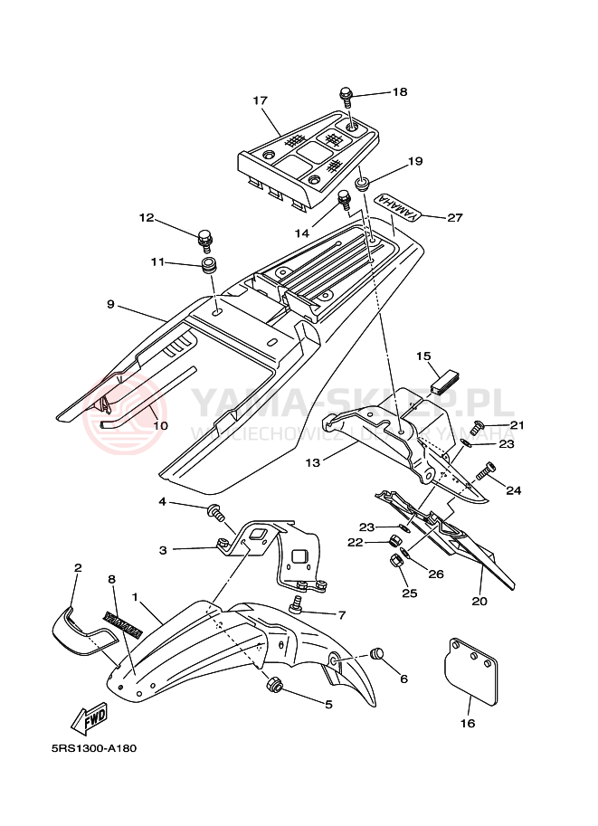 Schemat "błotnik" do Yamaha TW125
