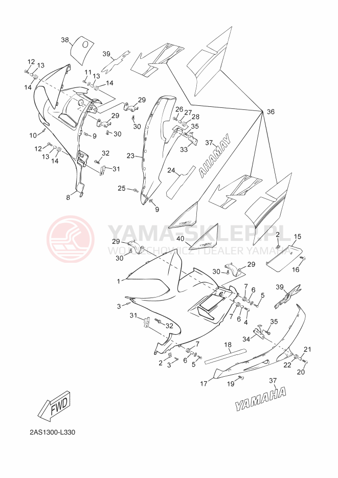 Schemat "elementy nadwozia" do Yamaha TZR50