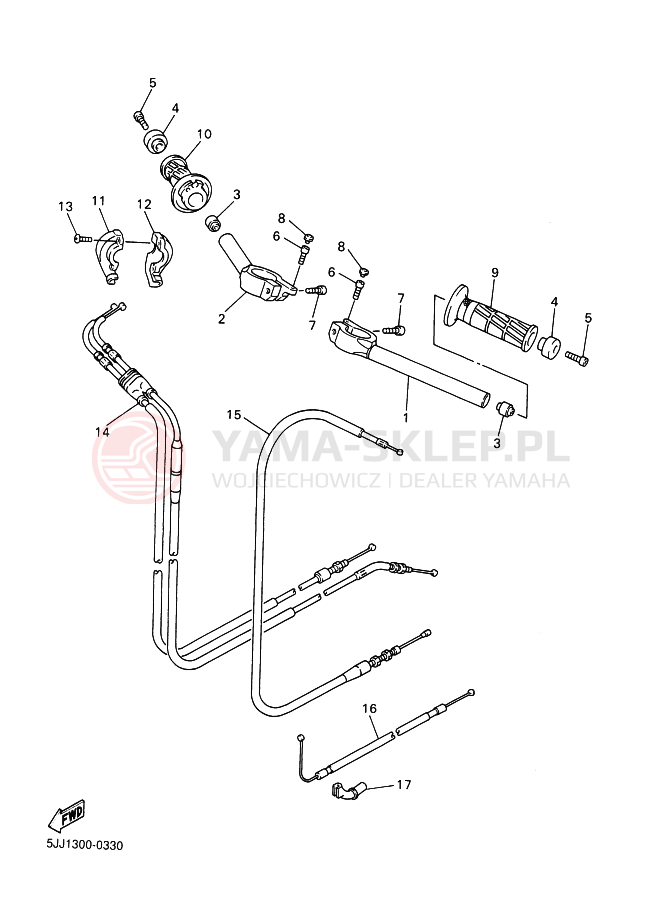 Schemat "Kierownica i osprzęt" do Yamaha YZF-R1 R1