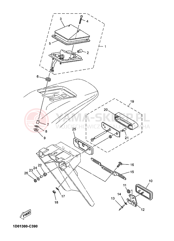 Schemat "lampa tył" do Yamaha DT125X DT 125 SM