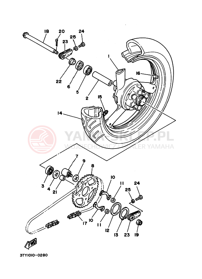Schemat "Koło tył" do Yamaha TZR125