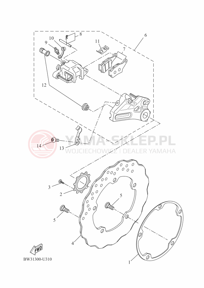 Schemat "Zacisk hamulcowy tylny" do Yamaha XTZ690 TÉNÉRÉ 700
