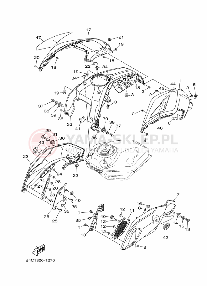 Schemat "zbiornik paliwa" do Yamaha MT-07 ABS