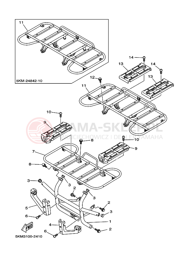 Schemat "RAMIĘ STERUJĄCE" do Yamaha GRIZZLY