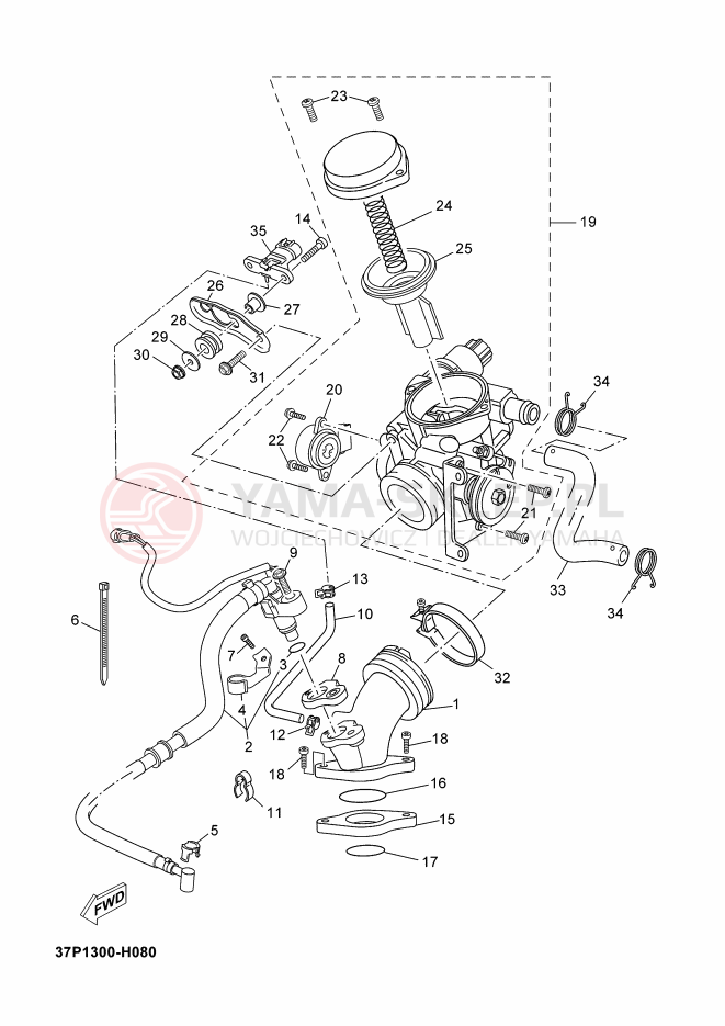 Schemat "Wtrysk paliwa" do Yamaha X-MAX 250