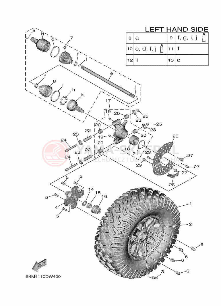 Schemat "Koło tył" do Yamaha WOLVERINE RMAX2 1000 R-SPEC