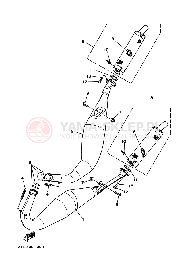 Schemat "Wydech końcowy" do Yamaha TZ250