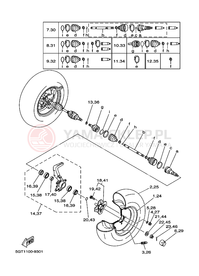 Schemat "Koło przód" do Yamaha YFM600FWA