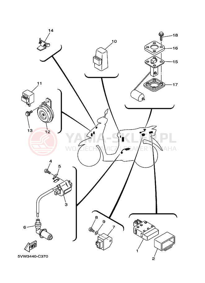 Schemat "układ elektryczny" do Yamaha AL115C MIO