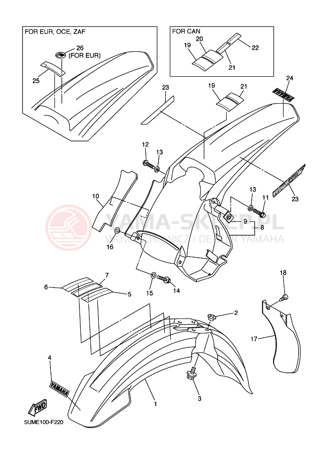 Schemat "błotnik" do Yamaha WR250F