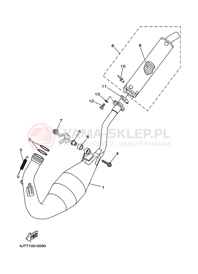 Schemat "Wydech końcowy" do Yamaha TZ125