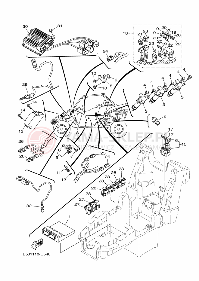 Schemat "układ elektryczny" do Yamaha YXZ1000R