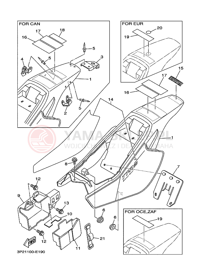 Schemat "Pokrywa boczna" do Yamaha TT-R90E