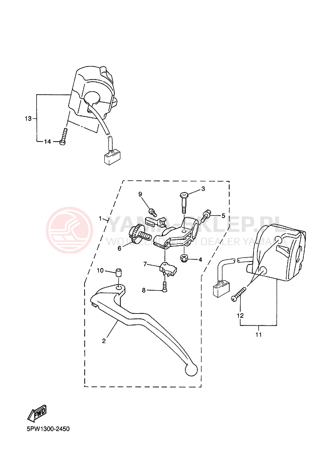 Schemat "Kierownica i osprzęt" do Yamaha YZF-R1 R1