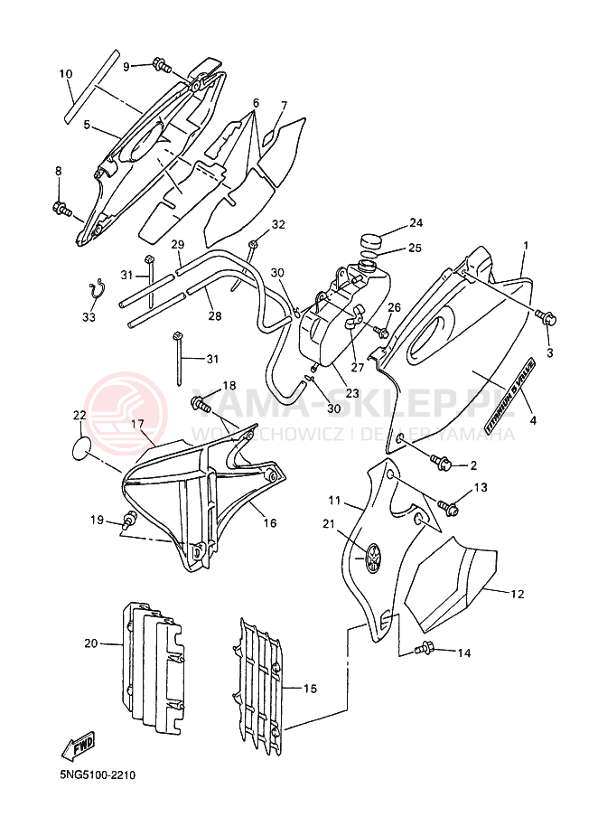 Schemat "Pokrywa boczna" do Yamaha WR400F