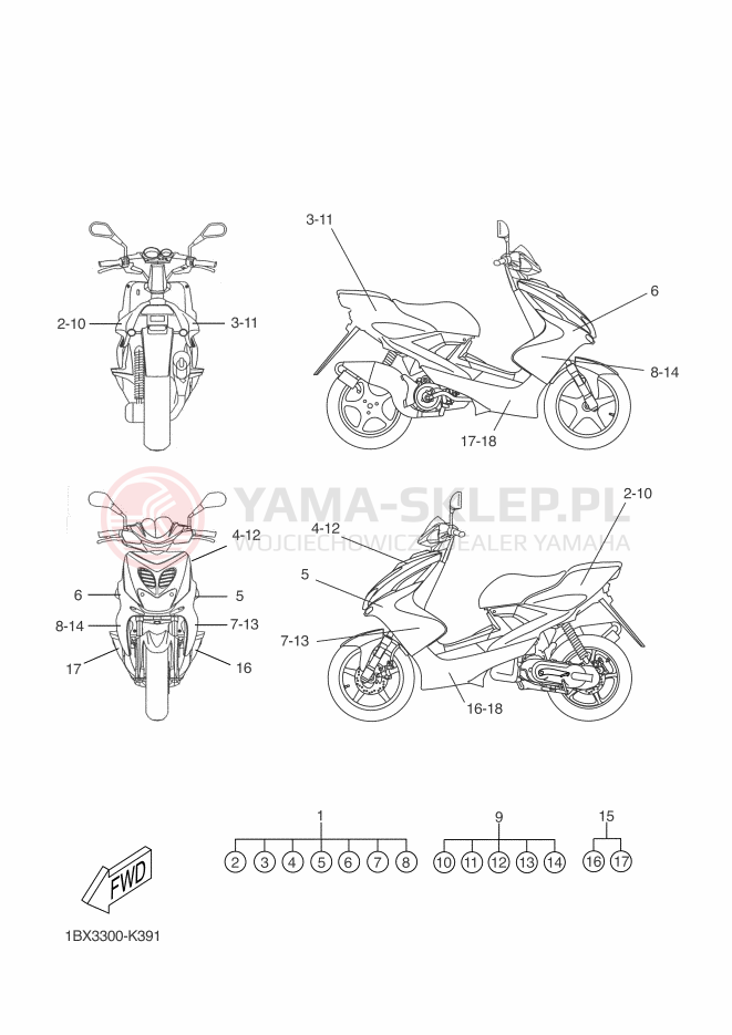 Schemat "naklejki" do Yamaha YQ50