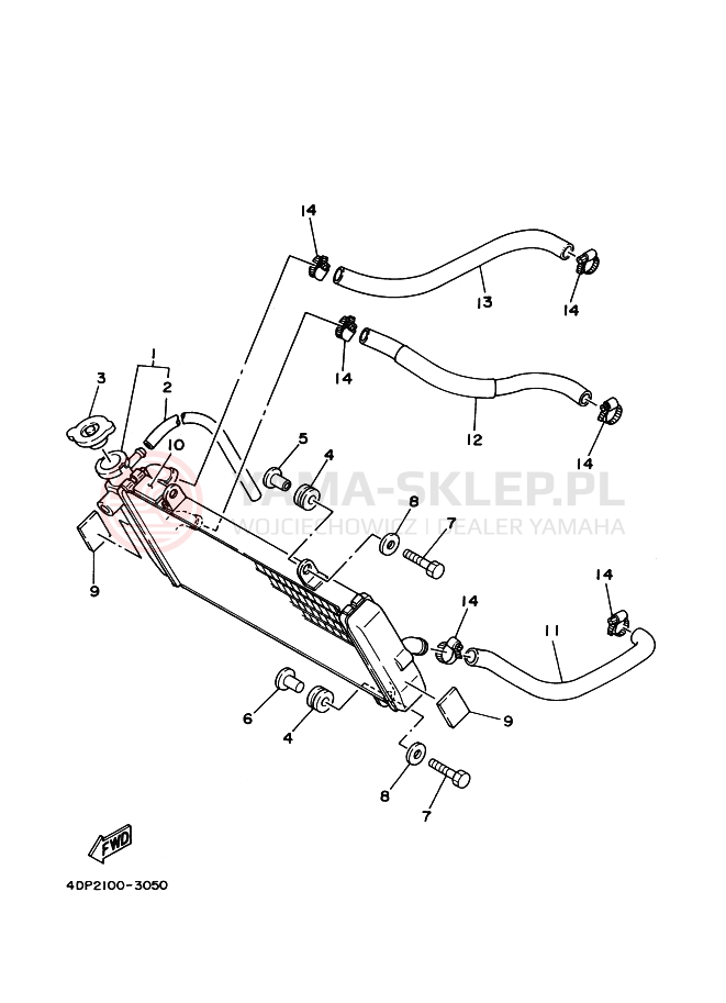 Schemat "Układ chlodzenia" do Yamaha TZ250