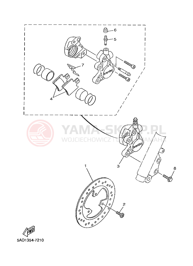 Schemat "Koło przód" do Yamaha OVETTO 50